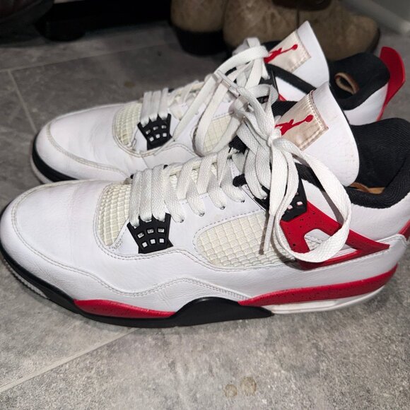 Size 11 - Jordan 4 Retro Mid Red Cement White Black Leather (DH6927-161) - Picture 2 of 6